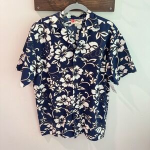 Hilo Hattie Boys Aloha‎ Shirt Navy Blue Hibiscus Floral Hawaiian XL NWT